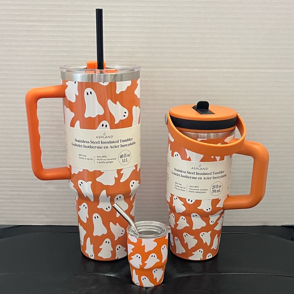 New Ashland Orange Ghost Stainless Steel Insulated Tumbler Set:40oz+20oz+Mini3oz